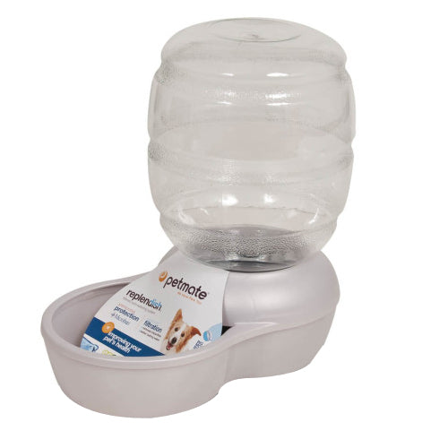 Petmate, Petmate Replendish Water With Microban, Pearl Silver Grey, 1 Each/Medium