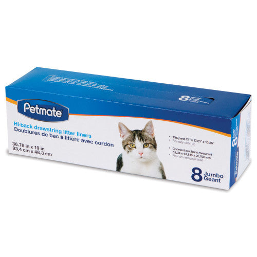 Petmate, Petmate Hi-Back Drawstring Litter Pan Liners, Clear, 1 Each/8 Count, Jumbo