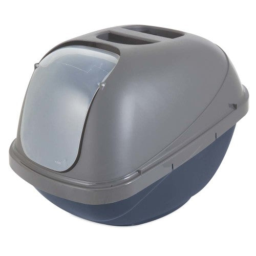 Petmate Basic Hooded Cat Litter Box Blue Steel Base/Pearl Silver Hood, 1 Each/Jumbo by Petmate