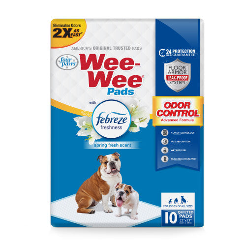 Four Paws Wee-Wee odor control puppy pads with Febreze freshness, pack of 10