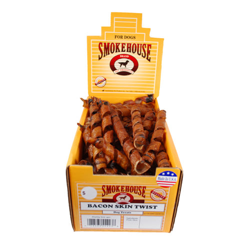 Smokehouse USA Made Bacon Skin Twists Dog Chew 60Each/SM, 60 Count (Count of 60) by Smokehouse