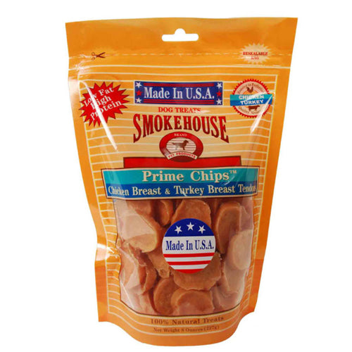 Smokehouse USA Made Prime Chips Dog Treat Chicken & Turkey, 1 Each/8 Oz by Smokehouse