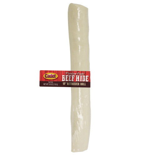 Cadet, Cadet Premium Grade Beef Hide Retriever Rolls for Dogs, Labeled, Natural Flavor, 1 Each/10 in