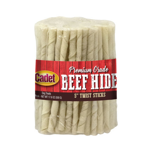 Cadet, Cadet Premium Grade Beef Hide Twist Sticks, Twist Sticks, Original, 1 Each/5 in (100 Count)