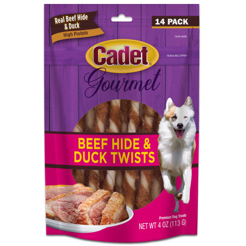 Cadet Gourmet Beef Hide & Duck Dog Twist Sticks Beef Hide & Duck, 1 Each/5 In. (14 Count) by Cadet