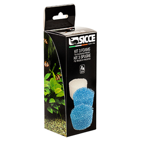 Sicce SHARK ADV Replacement Sponge Blue(2) & White(1), 1 Each/3 Count by Sicce