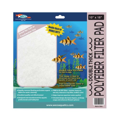 Weco Products Classic Aquarium Double Thick Polyfiber Filter Pad White, 1 Each/10 In X 18 in by Weco