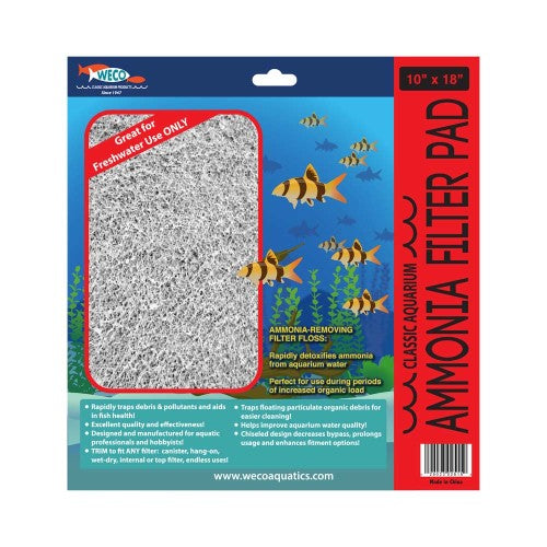Weco Products Classic Aquarium Ammonia Filter Pad Grey, 1 Each/10 In X 18 in by Weco