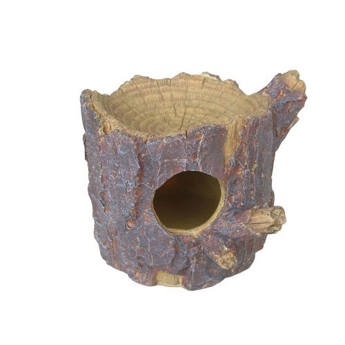 Weco, Weco Products Wecorama Sleepy Hollows Pine Den Lodge Terrarium Ornament with Feeder, Gray, Brown, 1 Each