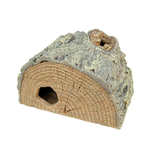 Weco, Weco Products Wecorama Sleepy Hollows Green Pine Half Log Lodge Terrarium Ornament, Green, 1 Each/Large