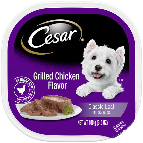 Cesar, Cesar Classic Loaf in Sauce Adult Wet Dog Food, Grilled Chicken, 24Each/3.5 Oz, 24 Pack (Count of 24)