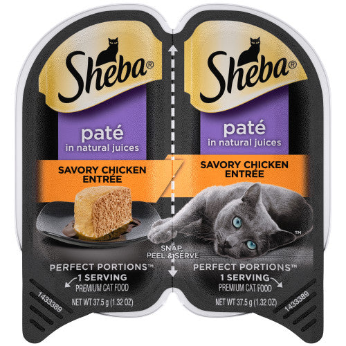 Sheba, Sheba Perfect Portions Pate Wet Cat Food, Savory Chicken, 24 Each/2.6 Oz (Count of 24)
