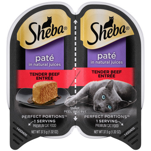 Sheba, Sheba Perfect Portions Pate Wet Cat Food, Teder Beef, 24 Each/2.6 Oz (Count of 24)