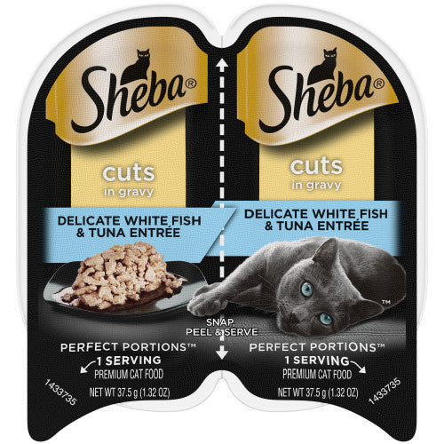 Sheba, Sheba Perfect Portions Cuts in Gravy Wet Cat Food, Delicate Whitefish & Tuna, 24Each/2.6 Oz (Count of 24)