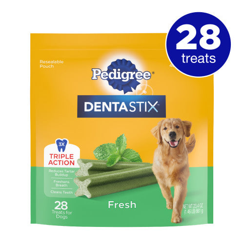 Pedigree, Pedigree DENTASTIX Dog Dental Treat, Fresh, 1 Each/28Ct Resealable Pouch