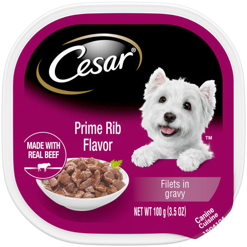 Cesar, Cesar Filets in Gravy Adult Wet Dog Food, Prime Rib, 24Each/3.5 Oz, 24 Pack (Count of 24)