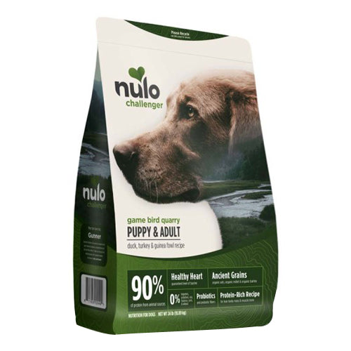 Nulo Challenger High-Meat Adult & Puppy Dry Dog Food Gamebird, Quarry Duck, Turkey & Guinea Fowl, 1 Each/4.5 lb by Nulo