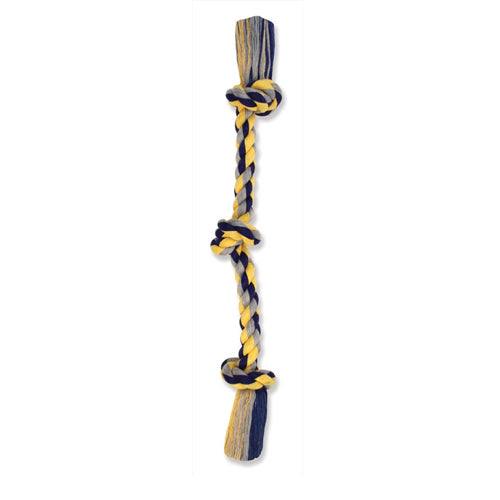 Mammoth Pet Products Cottonblend 3 Knot Rope Tug Toy Multi-Color, 1 Each/10 in, Mini by San Francisco Bay Brand
