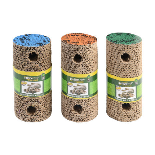 Multipet Cat Scratch Roller Catnip Toy Assorted, 1 Each/7.5 in by Multipet
