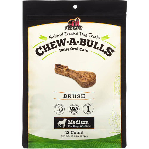 Redbarn Pet Products, Redbarn Pet Products Chew-A-Bulls Dental Dog Treat, Brush, 1 Each/12 pk, Medium