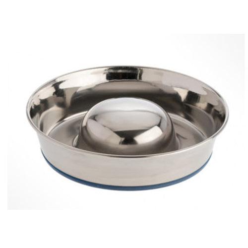 OurPets, OurPets Premium Stainless Steel Slow Feed Dog Bowl, Silver, 1 Each/Medium