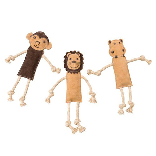 Dura-Fused, Dura-Fused Leather Jungle Dog Toy Assorted, Brown, Tan, 1 Each/14 in