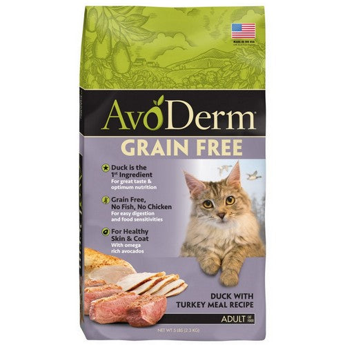 Avoderm, AvoDerm Natural Grain Free Duck with Turkey Meal Dry Cat Food, 1 Each/5 lb