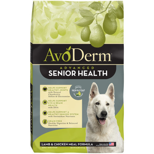 AvoDerm Natural Senior Health+ Lamb Meal & Brown Rice Formula - Grain Free Senior Dry Dog Food 1 Each/4 lb by Avoderm