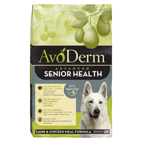 AvoDerm Natural Senior Health+ Lamb Meal & Brown Rice Formula - Grain Free Senior Dry Dog Food 1 Each/24 lb by Avoderm