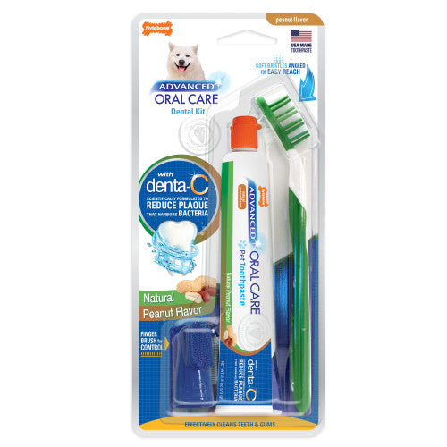 Nylabone, Nylabone Advanced Oral Care Natural Dog Dental Kit, Adult Dog, Peanut Butter, 1 Each/3 Count