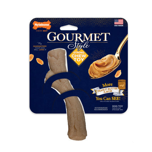Nylabone Gourmet Style Strong Chew Stick Dog Toy Stick, Peanut Butter, 1 Each/Medium/Wolf (1 Count) by Nylabone
