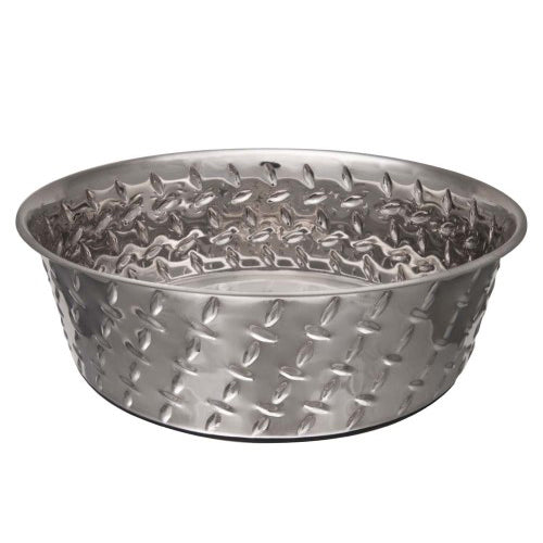 Loving Pets Diamond Plate Bowls with Non Skid Bottom Dog Dish Bowl Silver, 1 Each/3 qt by Loving Pets