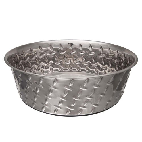Loving Pets Diamond Plate Bowls with Non Skid Bottom Dog Dish Bowl Silver, 1 Each/5 qt by Loving Pets