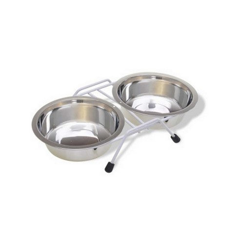Van Ness Plastics, Van Ness Plastics Stainless Steel Double Dish w/Wire Rack, Silver, 1 Each/16 Oz