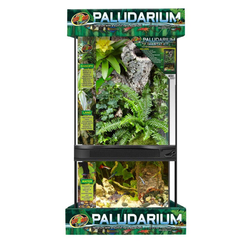 Zoo Med, Zoo Med Paludarium Terrarium with Nano Aquarium Habitat, Black, Clear, 1ea/12 In X 24 in, 4 Gallon