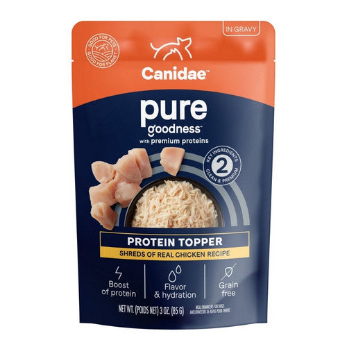 Canidae, PURE Goodness Protein Topper for Dogs Shredded Chicken in Gravy, 12 Count (3 Oz / Chunks)