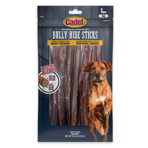 Bully Hide Sticks All Natural Dog Chews Large Stick 8 Count by Cadet