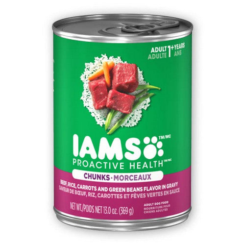 Pedigree, Proactive Health Chunks in Gravy Beef/ Rice/ Carrot and Green Bean Wet Dog Food, 12 Count / 12.3 Oz