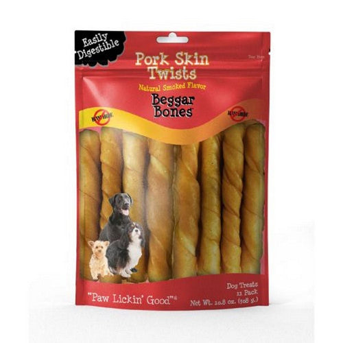 Savory Prime, Beggar Bone Pork Skin Twists, 11 Count (Stick)