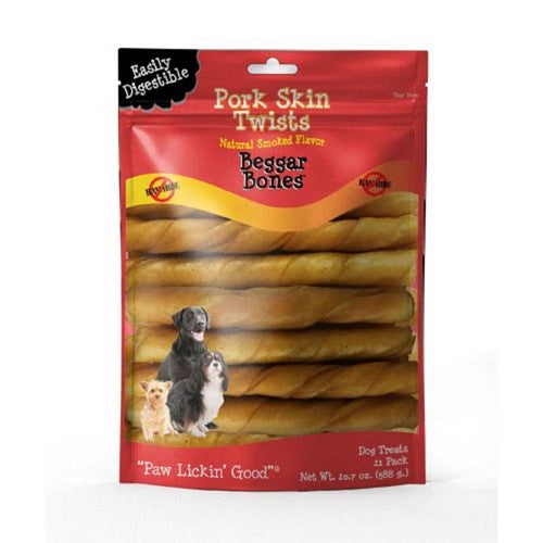 Savory Prime, Beggar Bone Pork Skin Twists, 21 Count (Stick)