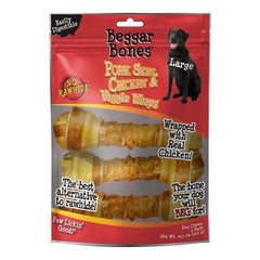 Beggar Bones Pork Skin, Chicken and Veggie Wraps Dog Treats 3 Count / Large by Savory Prime