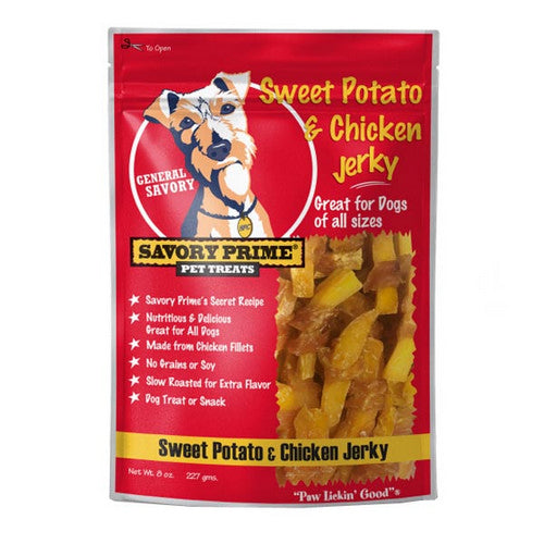 Savory Prime, Jerky Treats Sweet Potato and Chicken, 1 Count / 8 Oz (Strip)