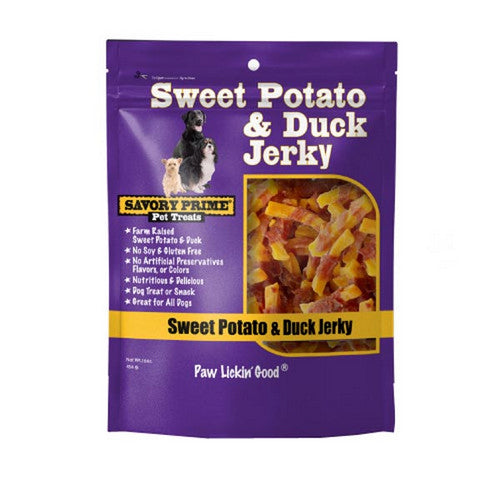 Savory Prime, Natural Jerky Treats Sweet Potato and Duck, 1 Count / 16 Oz (Strip)