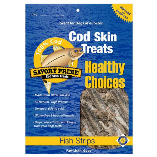 Savory Prime, Cod Skin Strips Dog Treat, 1 Count / 8 Oz (Strip)