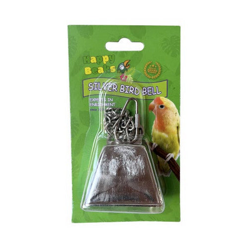 A&E Cage Company, Happy Beaks Silver Bird Bell on Chain Bird Toy, 1 Count / Large
