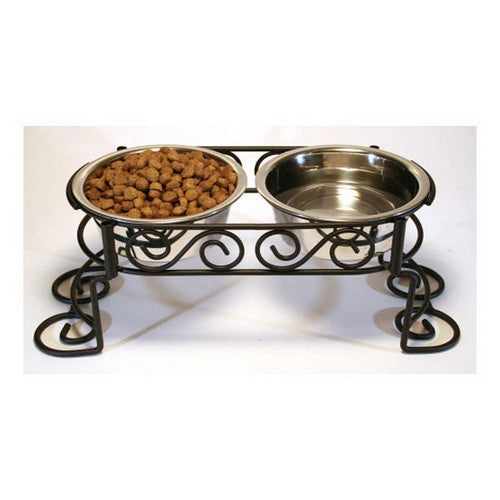 Mediterranean Double Diner Dog Bowl Silver 1 Count / 1 Quart by Spot