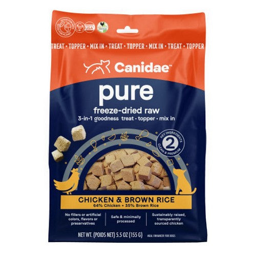 PURE goodness Freeze Dried Raw 3 in 1 Treat/Topper/Mix-In Chicken And Brown Rice 1 Count / 5.5 Oz by Canidae