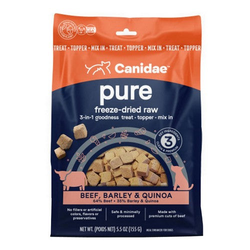 PURE goodness Freeze Dried Raw 3 in 1 Treat/Topper/Mix-In Beef, Barley And Quinoa 1 Count / 5.5 Oz by Canidae