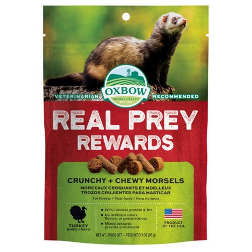 Real Prey Rewards Crunchy and Chewy Ferret Treat Turkey 1 Count / 3 Oz by Oxbow Animal Health