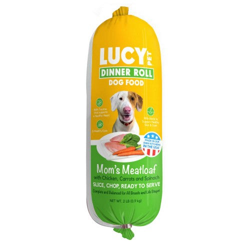 Lucy Pet Products, Mom's Meatloaf Dinner Roll Chicken, Carrots and Spinach, 1 Count / 2 Lbs (Semi Moist)